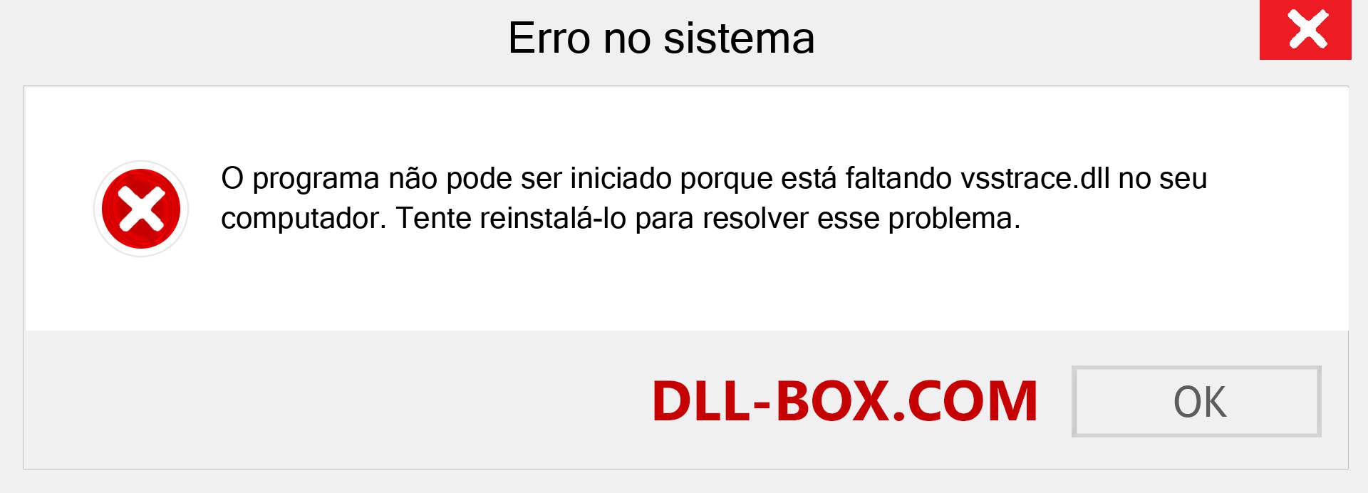 Arquivo vsstrace.dll ausente ?. Download para Windows 7, 8, 10 - Correção de erro ausente vsstrace dll no Windows, fotos, imagens